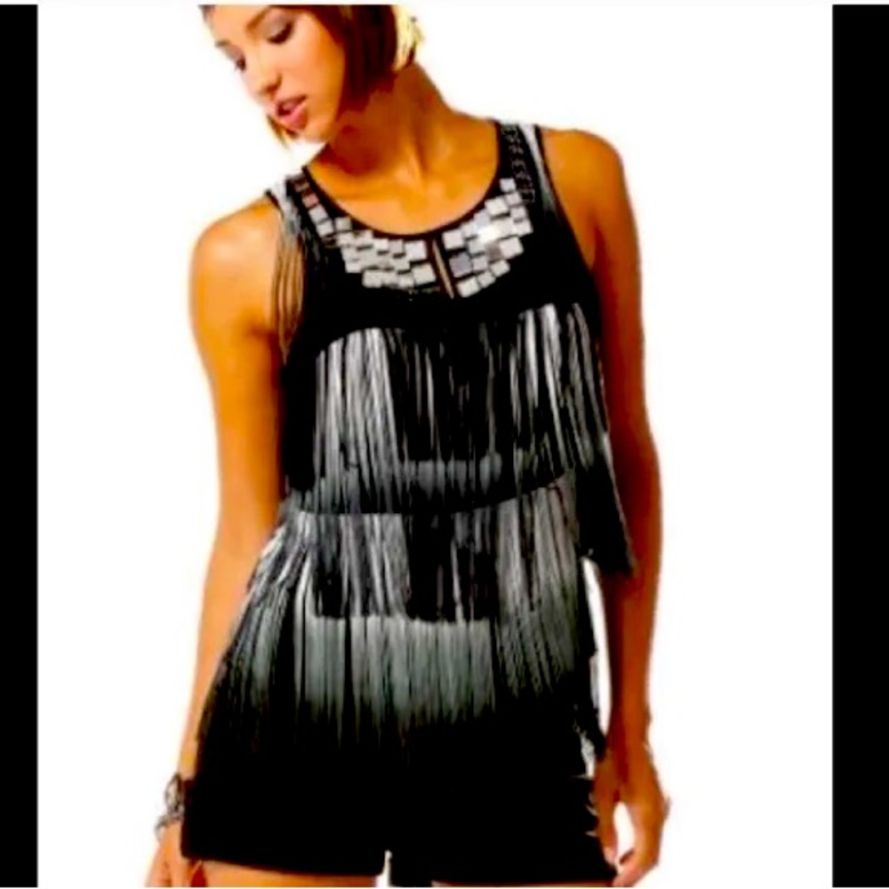 Bebe fringe top XS NWT tags attached
